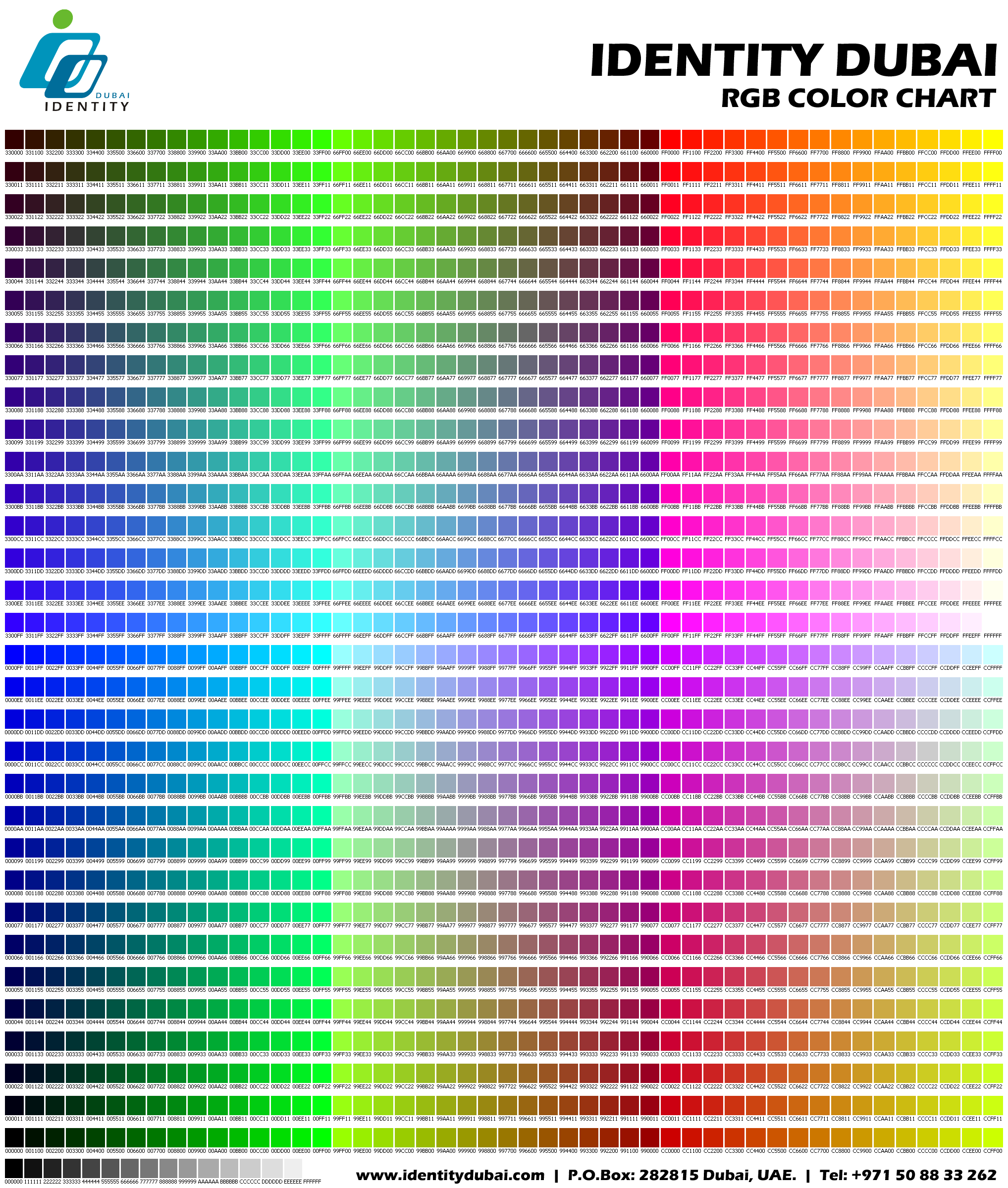 Rgb Hexadecimal Color Chart